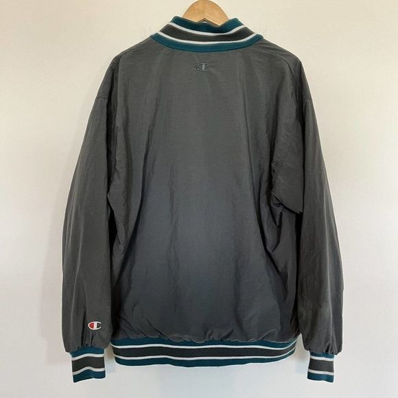 Champion Windbreaker Full Zip Jacket Mens Size L Lined Sports Gray VINTAGE 90’s - Picture 3 of 12